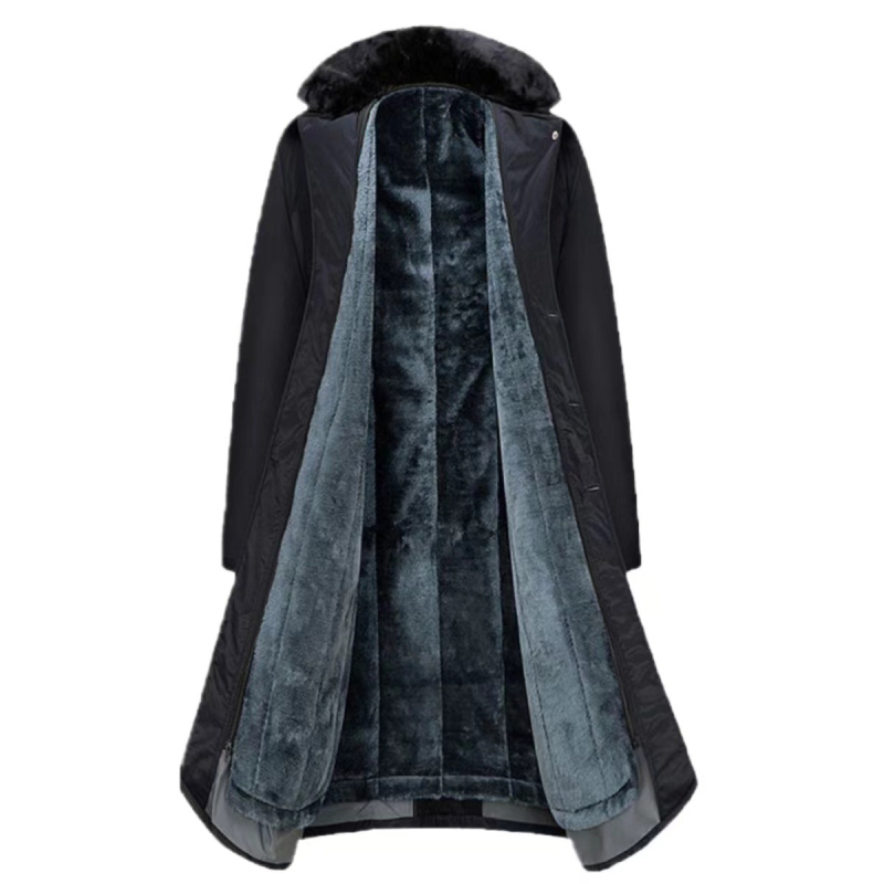 Ilga pliušinė žieminė striukė su nuimamu vidiniu pamušalu, atspari vandeniui, vėjui, šilta ir atspari dėvėjimui