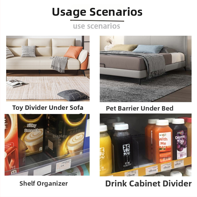 Magnētiski caurspīdīgi plauktu atdalītāji, plastmasa, galda uzstādīšana, 4 līmeņi, vienkāršs moderns dizains