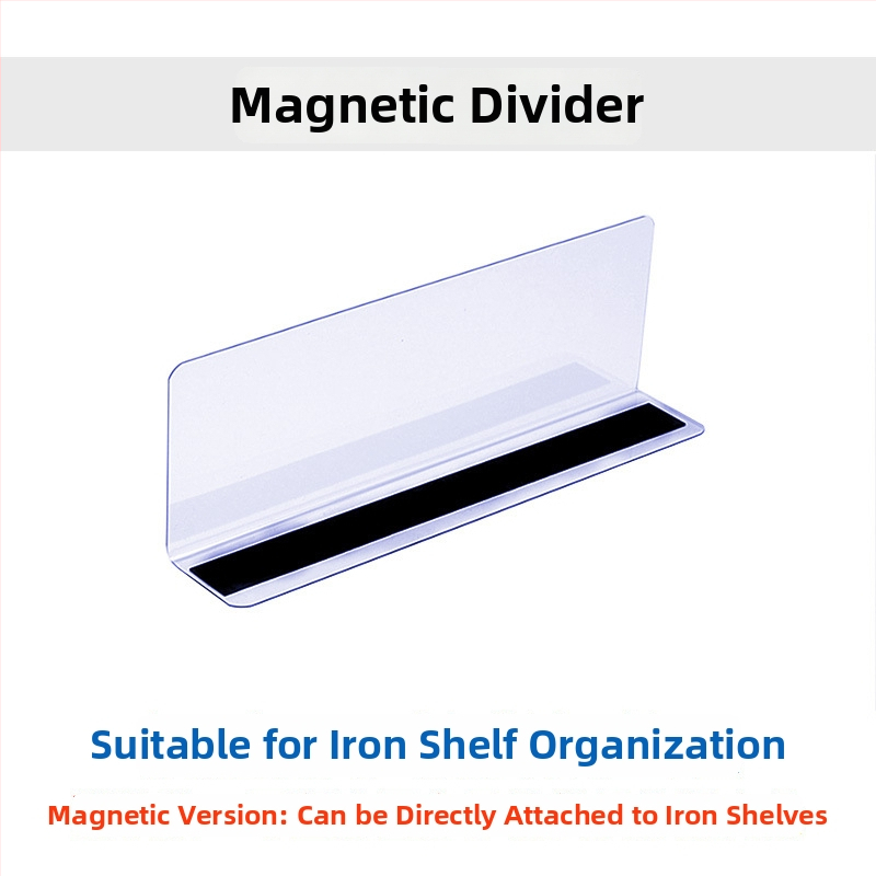 Magnētiski caurspīdīgi plauktu atdalītāji, plastmasa, galda uzstādīšana, 4 līmeņi, vienkāršs moderns dizains