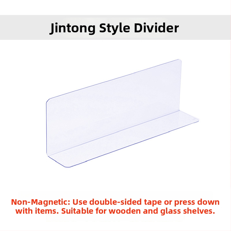 Magneetsed läbipaistvad riiulivahedajad, plastikust, lauale paigaldus, 4 kihti, lihtne ja kaasaegne disain