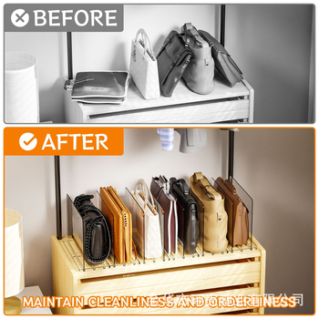 Прозрачен акрилен разделител за гардероб, настолно монтиран, 1 ниво, за спалня и офис