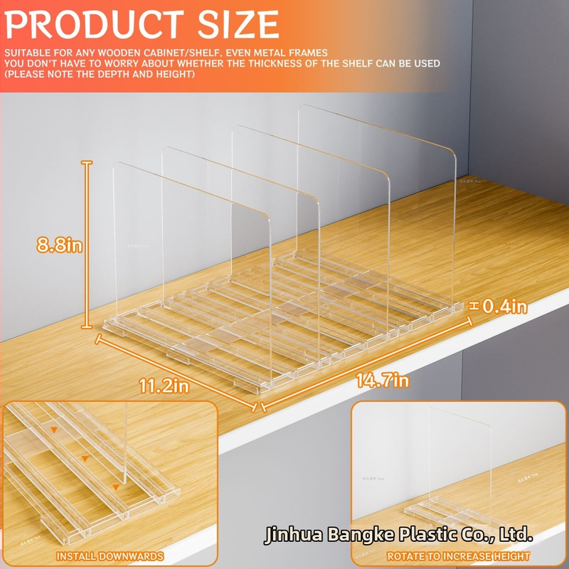 Akrila caurspīdīgais garderobes dalītājs, galda uzstādīšana, 1 līmenis, piemērots guļamistabai un birojam