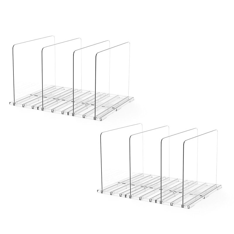 Прозрачен акрилен разделител за гардероб, настолно монтиран, 1 ниво, за спалня и офис