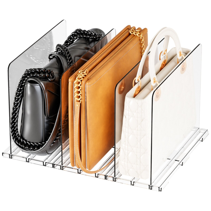 Прозрачен акрилен разделител за гардероб, настолно монтиран, 1 ниво, за спалня и офис