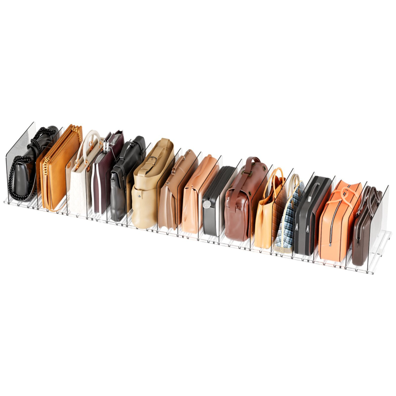 Прозрачен акрилен разделител за гардероб, настолно монтиран, 1 ниво, за спалня и офис