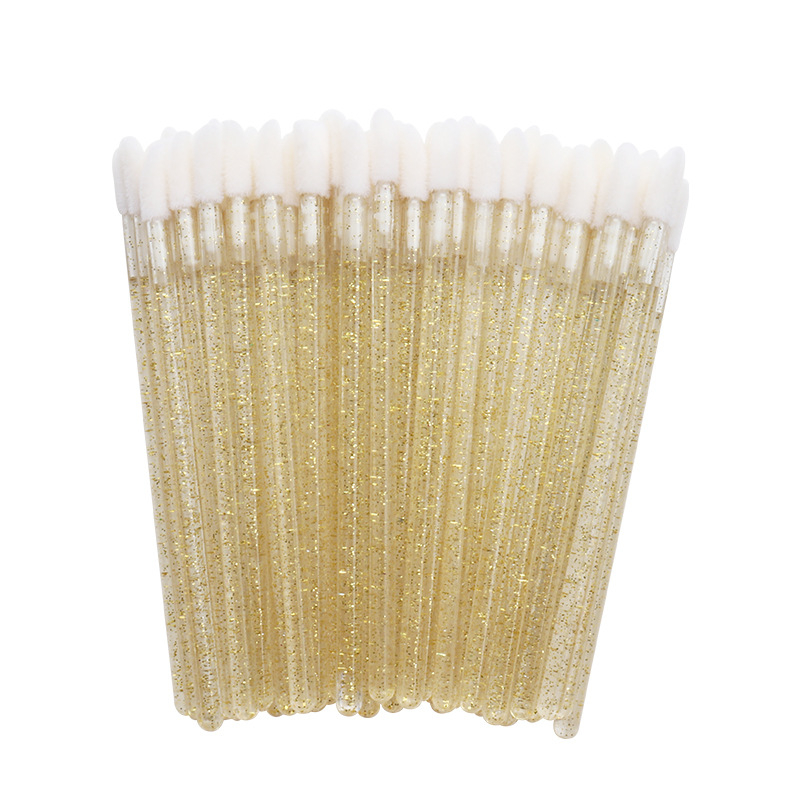 Vienkartinė lūpų šepetėlių rinkinys, 50 vnt., nailono šereliai, plastikinė rankenėlė, nešiojamas