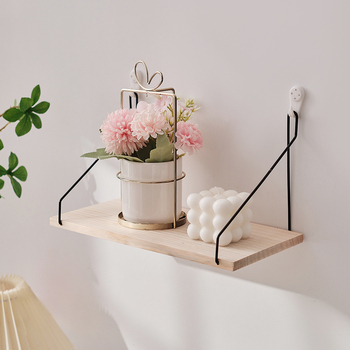 Стенна полица за съхранение, дървен материал, модерен стил, еднослойна