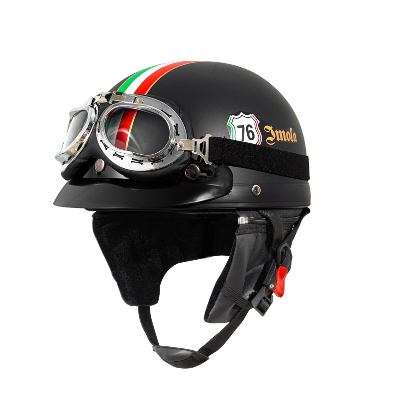 Polu kaciga – ABS+koža; unisex; za mopede; sve sezone