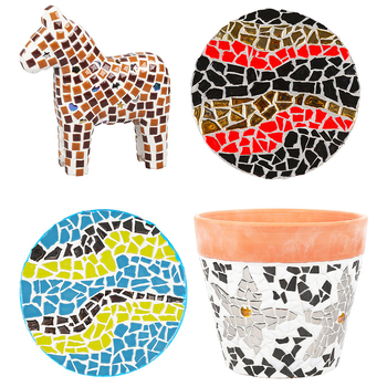 Kézzel készített kerámia mozaik töredékek – szabálytalan formák, mázas felület, mozaik technika