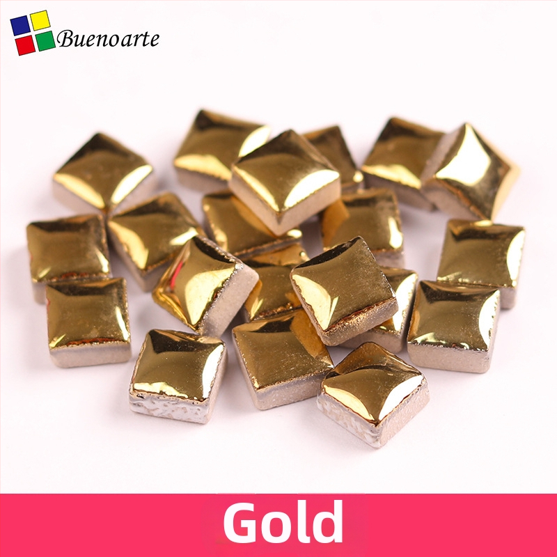 Rankų darbo keraminiai mozaikos fragmentai, nereguliarios formos, glazūruotas paviršius