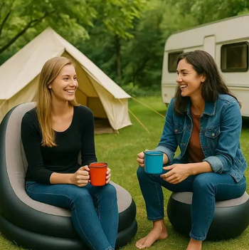 Πτυσσόμενος φουσκωτός καναπές με υποπόδιο, PVC, 0,5 mm, διαστάσεις 122×102×94 cm, βάρος 1,8 kg, μοντέρνο μινιμαλιστικό στυλ