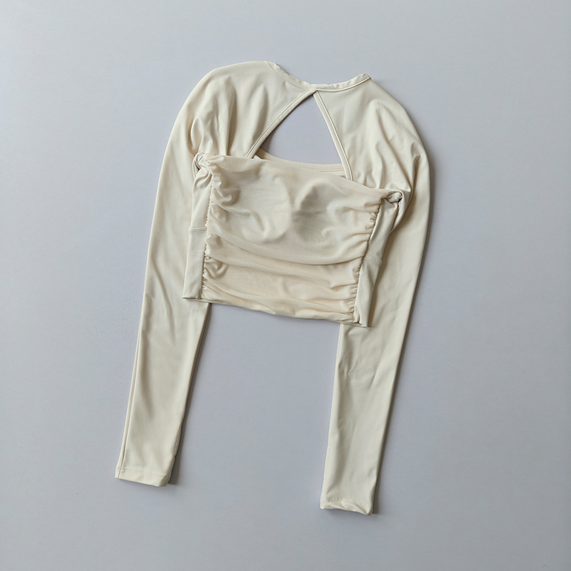 Ilgos rankovės jogos viršūnė moterims, su greitu džiūvimu, nailono-spandekso audinys, 81% nailonas 19% spandeksas, liemens ilgis