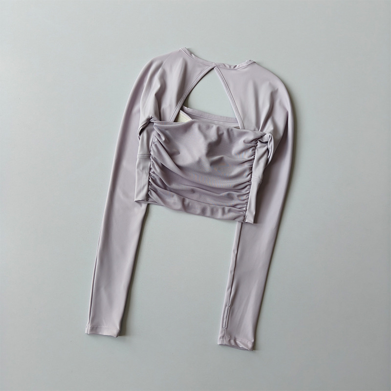 Ilgos rankovės jogos viršūnė moterims, su greitu džiūvimu, nailono-spandekso audinys, 81% nailonas 19% spandeksas, liemens ilgis