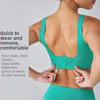 OTSA Moterų sportinė liemenėlė su integruota pagalvėle, vientisas jogos viršus, aukštas palaikymas, keturių eilių nugaros uždarymas, fiksuotos dvigubos pečiai