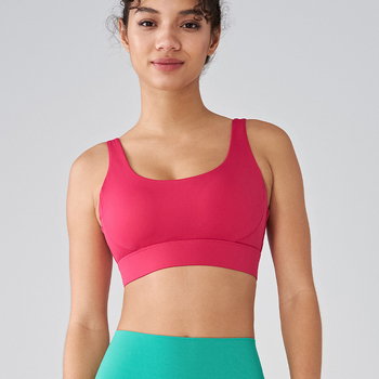 OTSA Moterų sportinė liemenėlė su integruota pagalvėle, vientisas jogos viršus, aukštas palaikymas, keturių eilių nugaros uždarymas, fiksuotos dvigubos pečiai