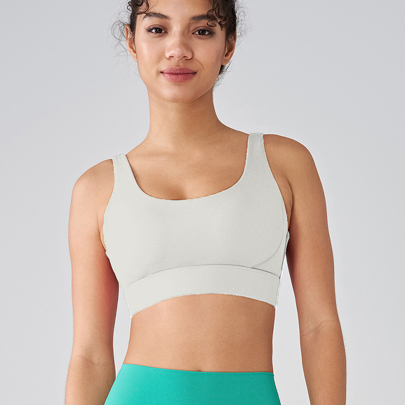 OTSA Moterų sportinė liemenėlė su integruota pagalvėle, vientisas jogos viršus, aukštas palaikymas, keturių eilių nugaros uždarymas, fiksuotos dvigubos pečiai