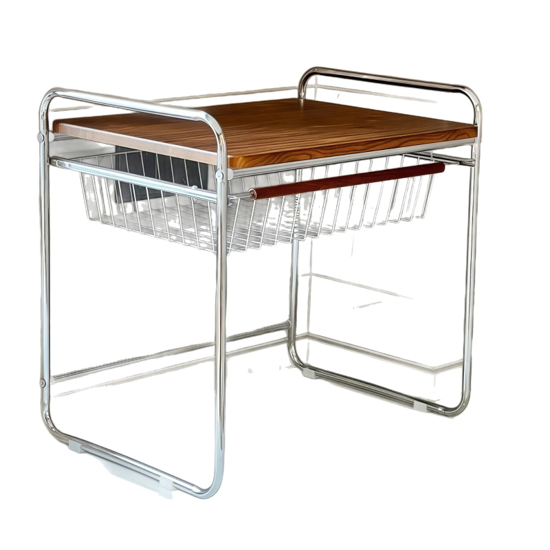 Stalak za mikrovalnu pećnicu s višeslojnom košarom, metalni, Meaningful home, stil Light Luxury, kuhinjski stolni organizator