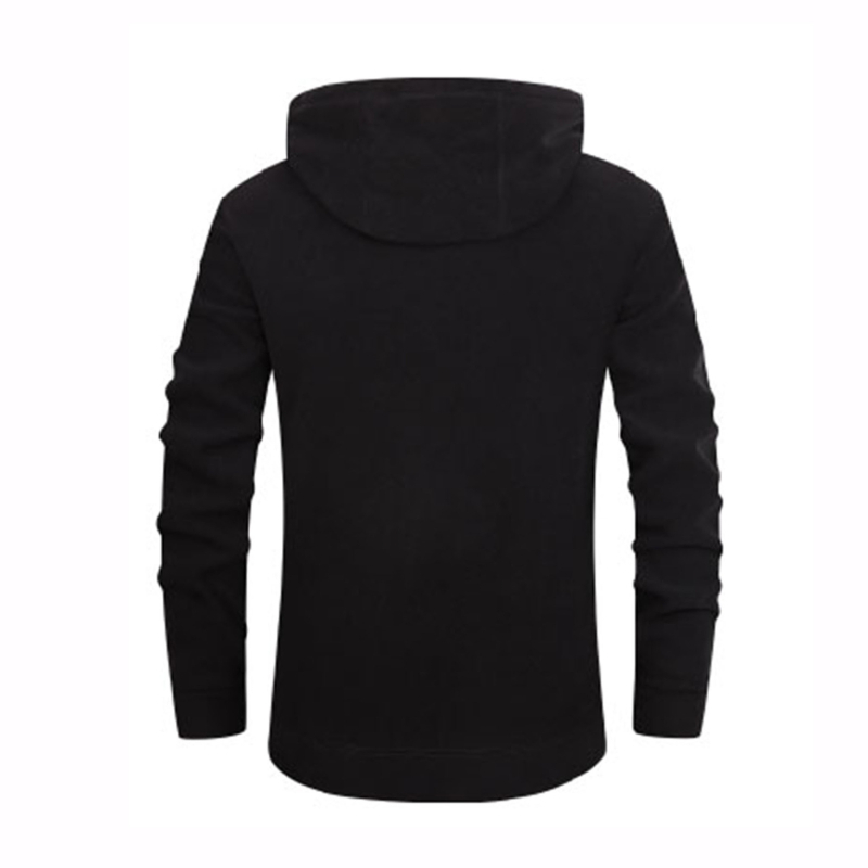 Férfi kapucnis, cipzáros polár pulóver, 96% poliészter, fleece belső réteg, laza szabás, oldalsó zsebek
