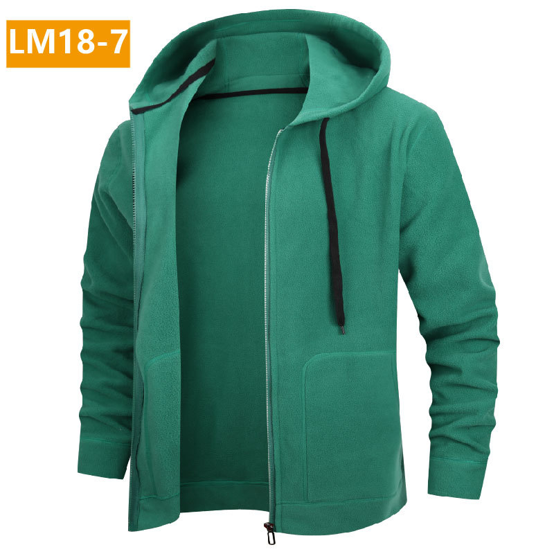 Férfi kapucnis, cipzáros polár pulóver, 96% poliészter, fleece belső réteg, laza szabás, oldalsó zsebek