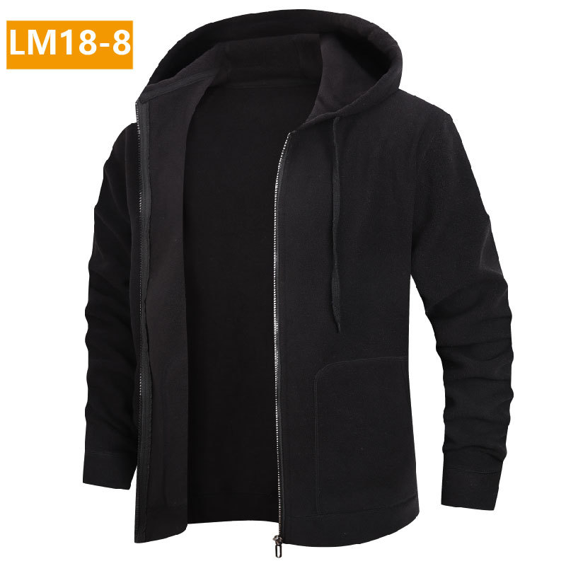 Férfi kapucnis, cipzáros polár pulóver, 96% poliészter, fleece belső réteg, laza szabás, oldalsó zsebek