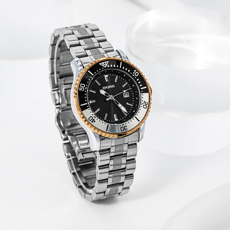 Vīriešu kvarca pulkstenis — kalendārs, spīd tumsā, 30M ūdensizturība, nerūsējoša tērauda korpuss un siksna, 34 mm diametrs