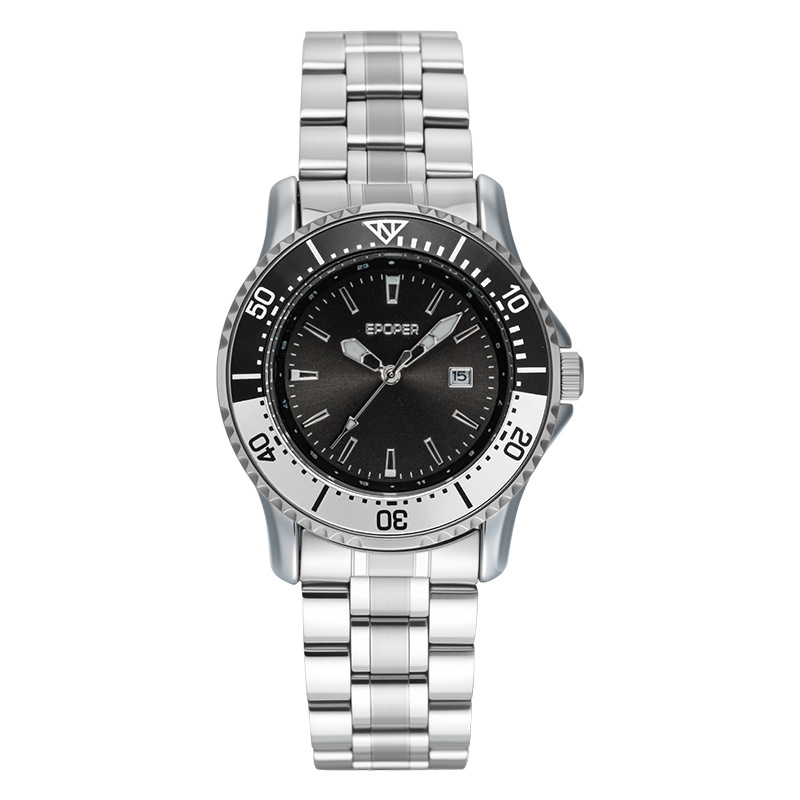 Vīriešu kvarca pulkstenis — kalendārs, spīd tumsā, 30M ūdensizturība, nerūsējoša tērauda korpuss un siksna, 34 mm diametrs