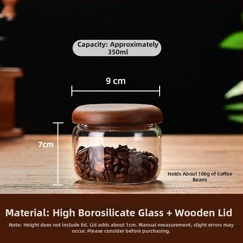 Borosilikatinio stiklo cukraus indas su mediniu dangteliu, cilindrinė forma, talpa 301–500 ml, mikrobangoms tinkama