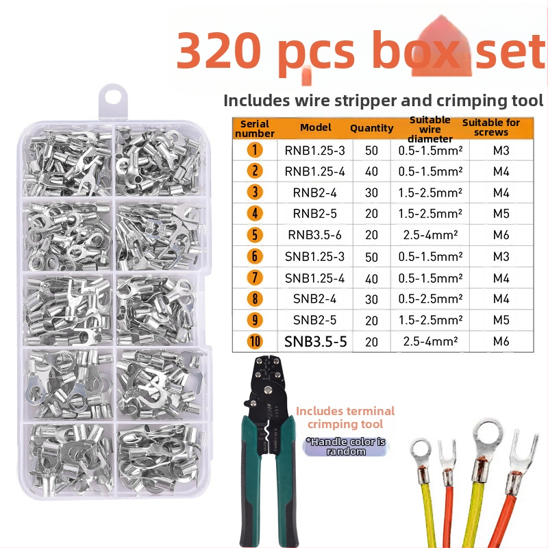 Aukstā presēšanas termināļu komplekts OT/UT, apaļas dakšu formas, 320 gb, ZJBOSAI