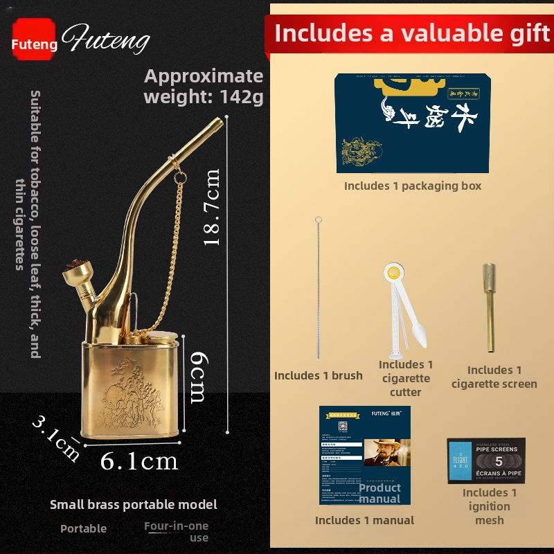 Ūdens pīpe Forten, vara korpuss, dubultās izmantošanas, jaunais ķīniešu stils (Zīmols: Forten • Materiāls: Vara • Stils: Jaunais ķīniešu stils • Funkcija: Dubultā izmantošana)