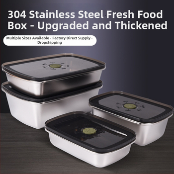 Box na potraviny z 304 nerezovej ocele, vakuovo uzavretý, zachováva čerstvosť, štvorcový obedový box, 800–1000 ml