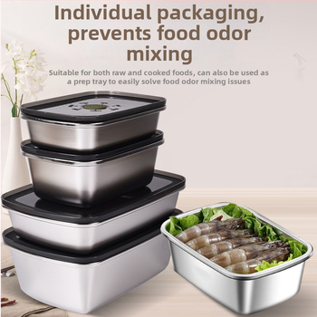 Box na potraviny z 304 nerezovej ocele, vakuovo uzavretý, zachováva čerstvosť, štvorcový obedový box, 800–1000 ml