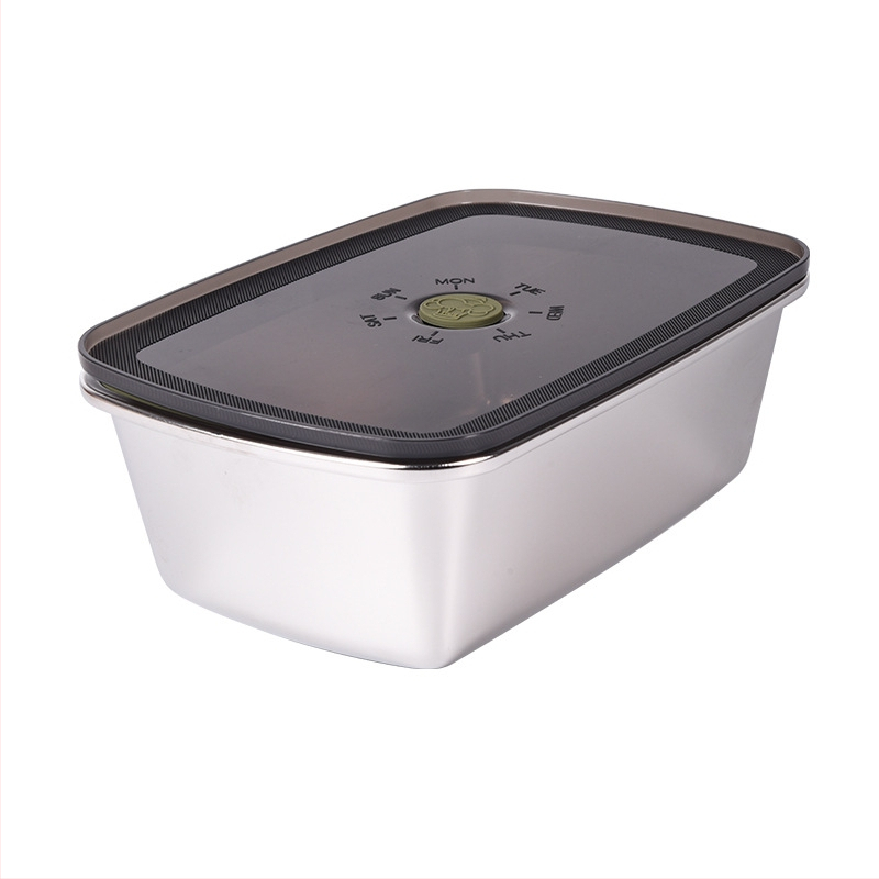 Box na potraviny z 304 nerezovej ocele, vakuovo uzavretý, zachováva čerstvosť, štvorcový obedový box, 800–1000 ml