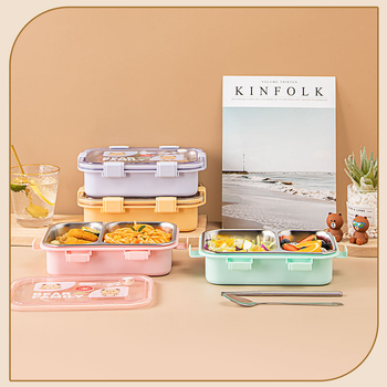 Kutija za ručak od 304 nehrđajućeg čelika, četvrtasta, dvostruki sloj, kapacitet 501-800 ml, zadržava toplinu