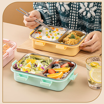 Kutija za ručak od 304 nehrđajućeg čelika, četvrtasta, dvostruki sloj, kapacitet 501-800 ml, zadržava toplinu