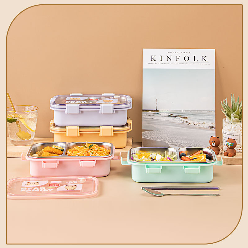 Kutija za ručak od 304 nehrđajućeg čelika, četvrtasta, dvostruki sloj, kapacitet 501-800 ml, zadržava toplinu