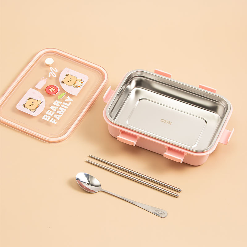 Kutija za ručak od 304 nehrđajućeg čelika, četvrtasta, dvostruki sloj, kapacitet 501-800 ml, zadržava toplinu