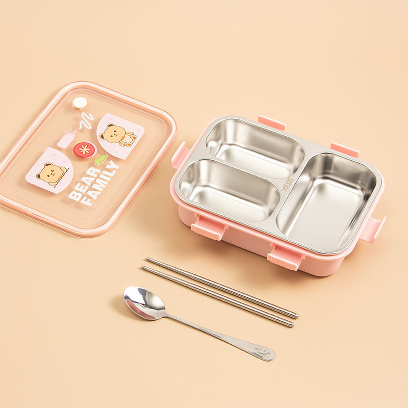 Kutija za ručak od 304 nehrđajućeg čelika, četvrtasta, dvostruki sloj, kapacitet 501-800 ml, zadržava toplinu