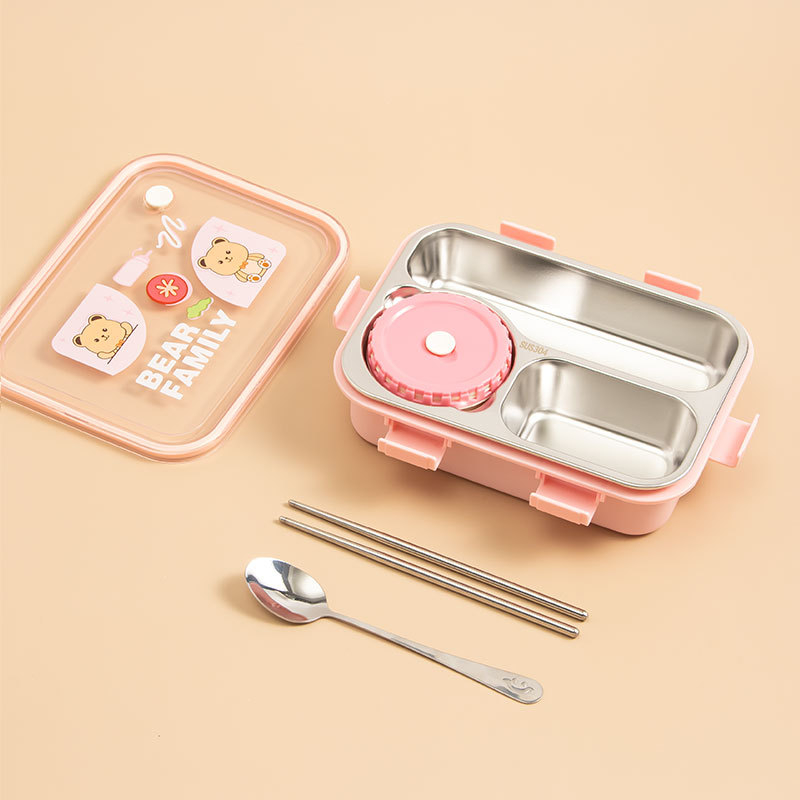 Kutija za ručak od 304 nehrđajućeg čelika, četvrtasta, dvostruki sloj, kapacitet 501-800 ml, zadržava toplinu