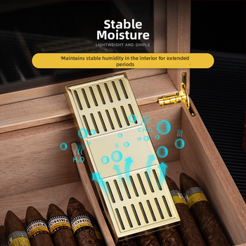 Увлажнител за пури — преносим правоъгълен кутия, неръждаема стомана + ABS, за пури и чай, HANNICOOK