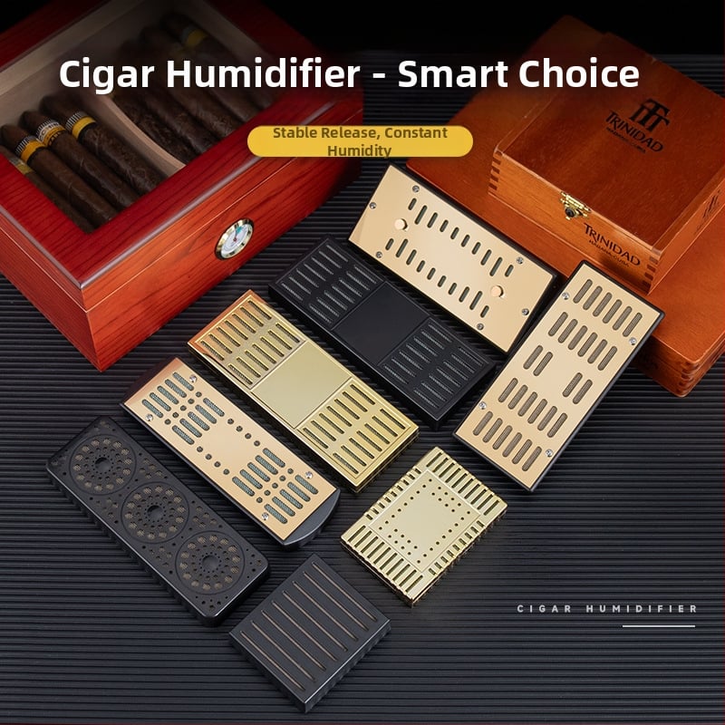 Увлажнител за пури — преносим правоъгълен кутия, неръждаема стомана + ABS, за пури и чай, HANNICOOK