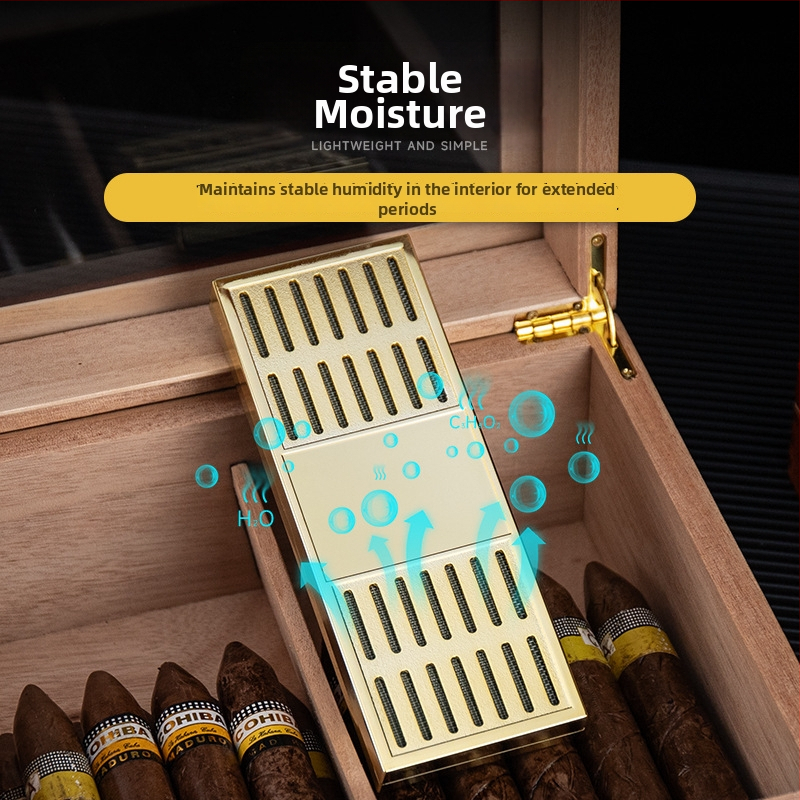 Cigarų drėkintuvas — Nešiojama stačiakampė dėžutė, nerūdijantis plienas + ABS, cigarams ir arbatai, HANNICOOK