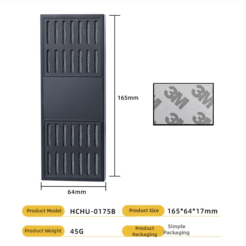 Увлажнител за пури — преносим правоъгълен кутия, неръждаема стомана + ABS, за пури и чай, HANNICOOK