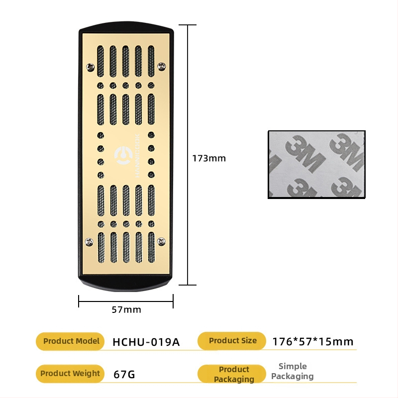 Увлажнител за пури — преносим правоъгълен кутия, неръждаема стомана + ABS, за пури и чай, HANNICOOK