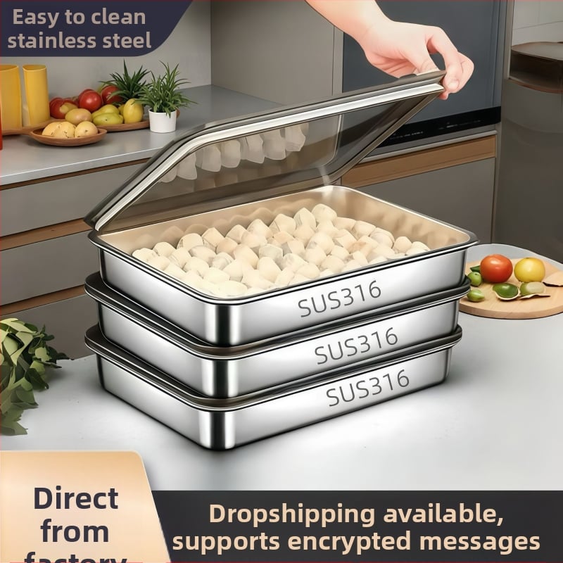 Nerūdijančio plieno koldūnų skarda – kinų stiliaus, maisto saugojimo talpa, logotipo spausdinimas pagal užsakymą, pritaikytas apdorojimas