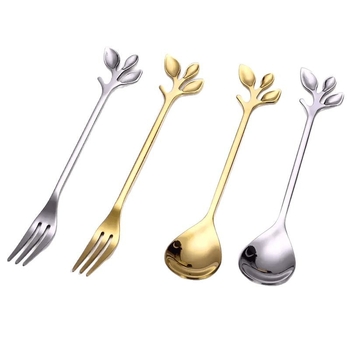 Deserto, pieno arbatą ir kavos šaukštas su europietiška rankena, nerūdijančio plieno 410, maišymo dizainas kaip medžio šakelė, Hemp Wheel poliravimas, šiuolaikinis minimalistinis stilius