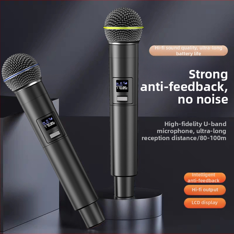 UHF-kahekanaliline juhtmevaba mikrofonisüsteem vastuvõtjaga, mudel tv1500, sisseehitatud aku 500–800 mAh, sagedusvahemik 100 Hz–20 kHz, SNR ≥75 dB