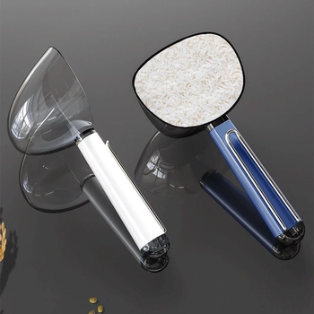 Linguriță pentru hrana animalelor, cu scară transparentă, multifuncțională – lingură și pahar din plastic