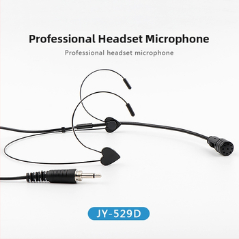 Pea peal asuv juhtmega mikrofon koos kuuldega, Junyin JY-529D; taktsageduste vahemik 20 Hz–20 kHz; SNR ≥75 dB; kaabli pikkus 1 m; nimetatud võimsus 5 W