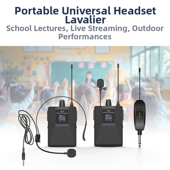 Lapel mikrofon kardioidiga, UHF 600-950MHz, eemaldatav aku 300-500mAh, tööiga 1-3 tundi