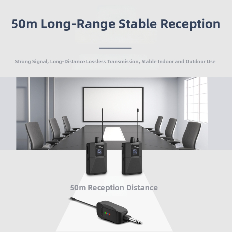 Lapelový mikrofón s kardioidnou smerou, UHF 600–950MHz, vymeniteľná batéria 300–500mAh, výdrž batérie 1–3 h